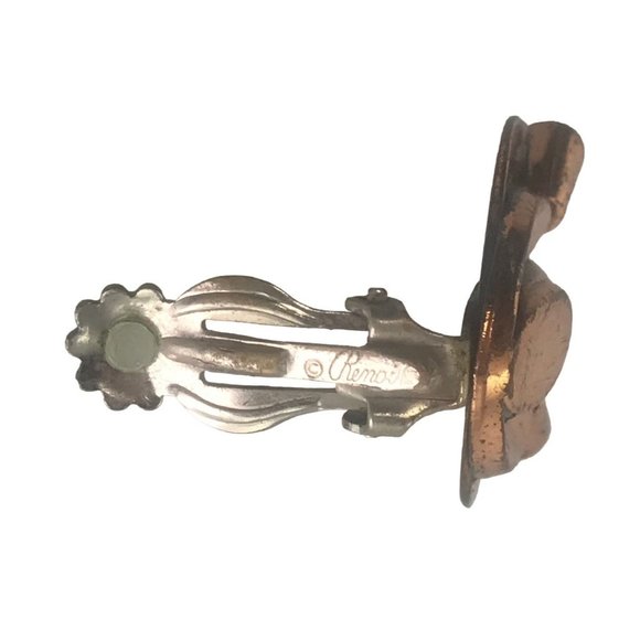 Vintage 1950s Modernist Renoir Copper Earrings Clip On MCM Insect Scroll Signed - Picture 8 of 8